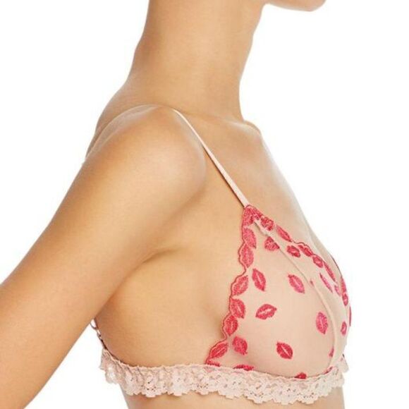 💋 NWT Hanky Panky Sheer Tulle Mesh Lips Kisses Mmmwah Bralette SIZE XS - Picture 15 of 16